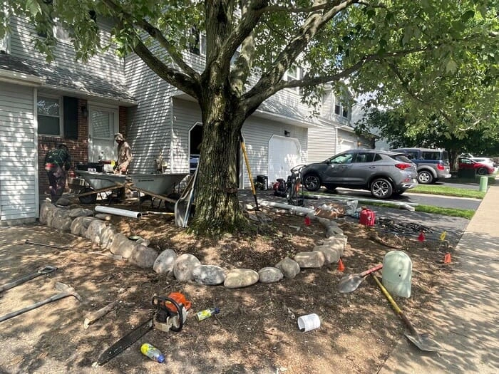 Residential Small Landscape, Hardscape and Drainage project in North Wales, PA